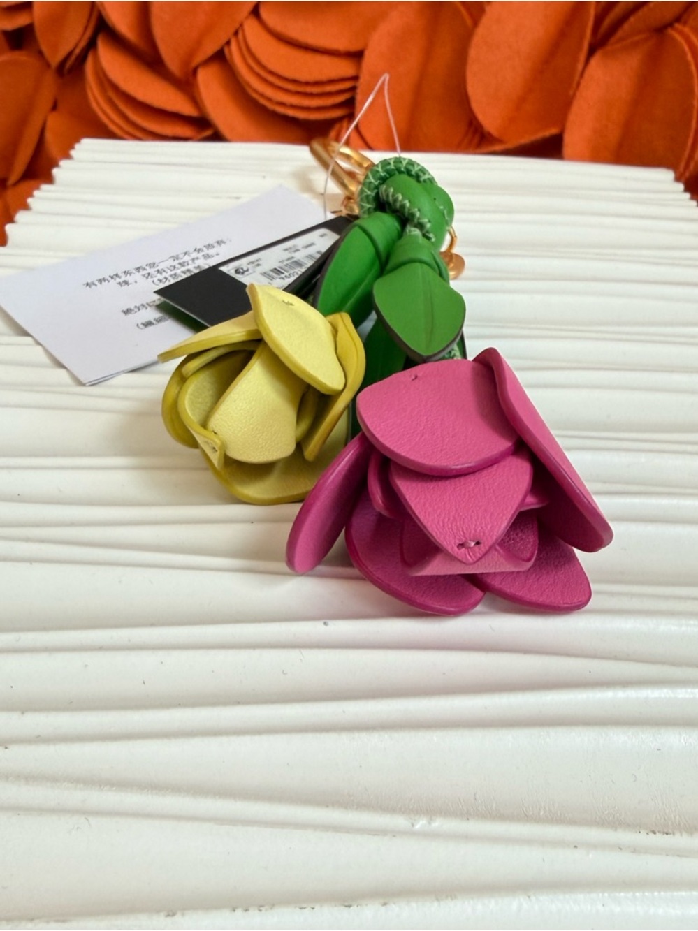 NWT Kate Spade New York leather tulip key fob / bag charm - Picture 5 of 7